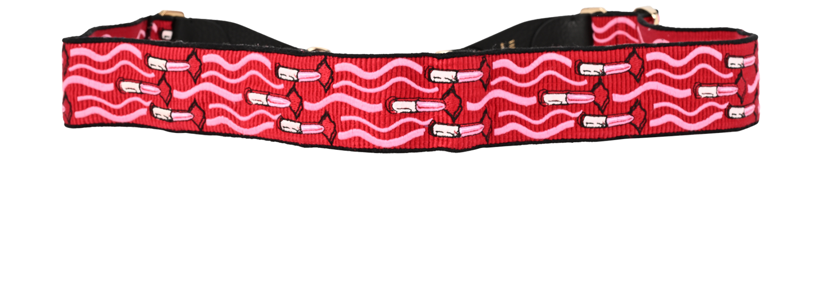 Valentino Rockstud Bag Strap, &pound;340, Accessories, Black/Pink/Red, Canvas/Leather, Back view